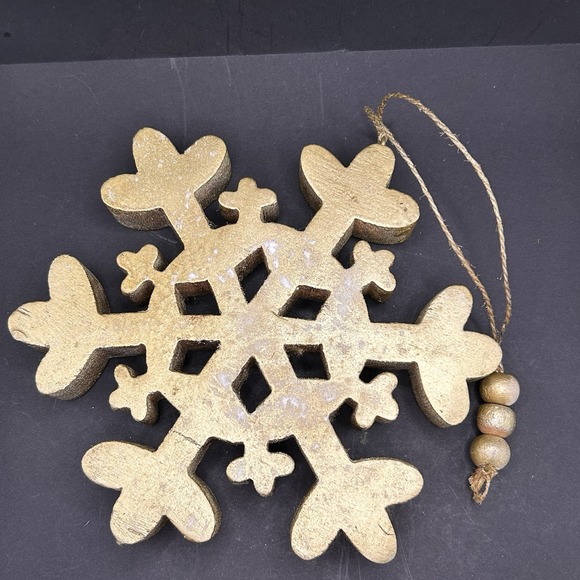 Rustic Wooden Snowflake Ornament Hanging Christmas Decor Farmhouse Snow - Picture 5 of 9
